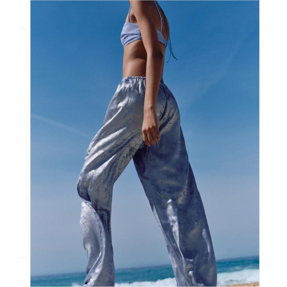 Zara Wide Leg Foil Pants